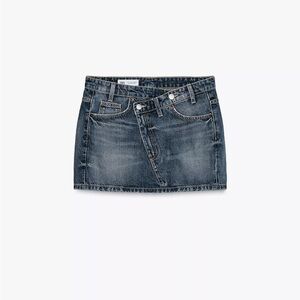 Zara TRF Cross Waist Denim Skirt